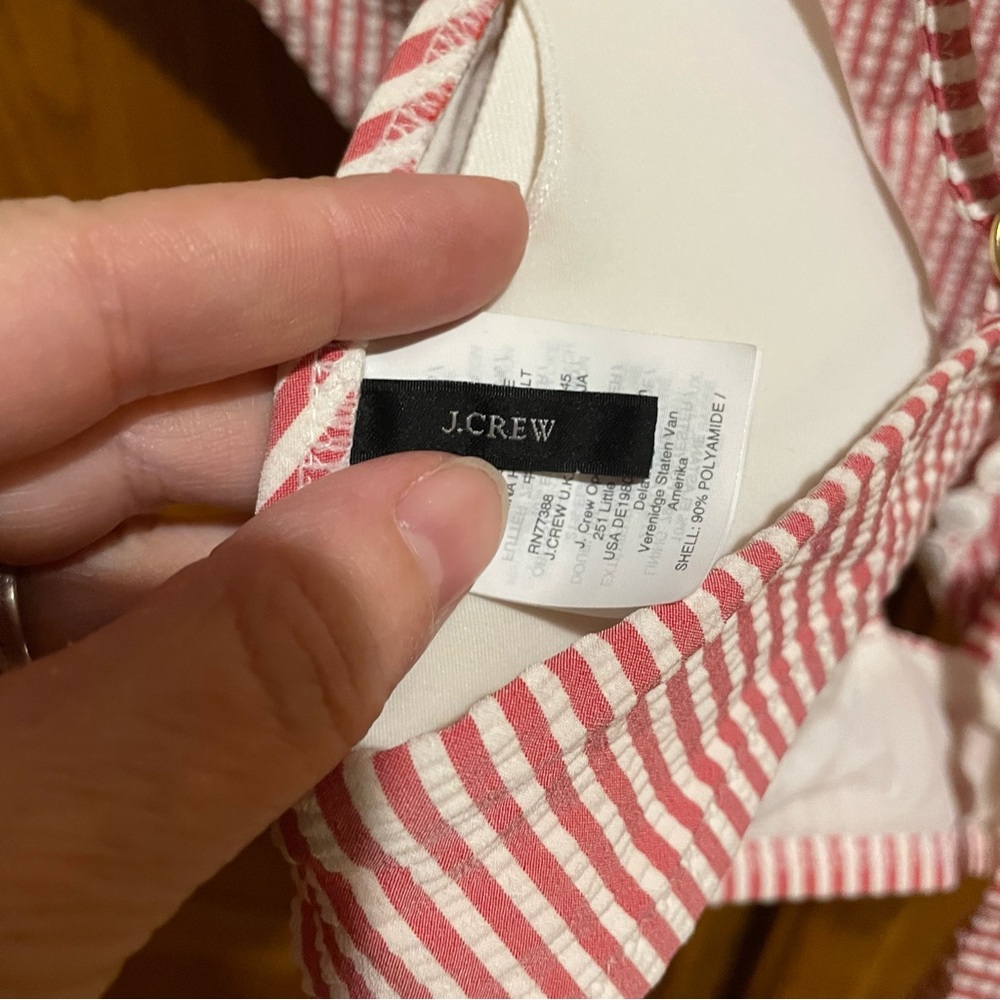 J Crew Seersucker High Waisted Two Piece Bikini with Ruffle Top - Picture 5 of 10